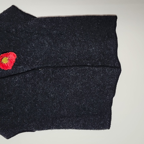 Eileen Fisher Alpaca Merino Wool Blend Dark Gray Short Sleeve Cardigan Sweater - Picture 3 of 9